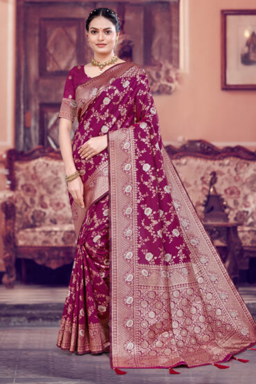 Katan Silk Saree in Red