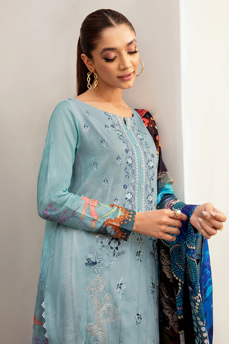 Ramsha Luxury Lawn Salwar Suit in Cyan