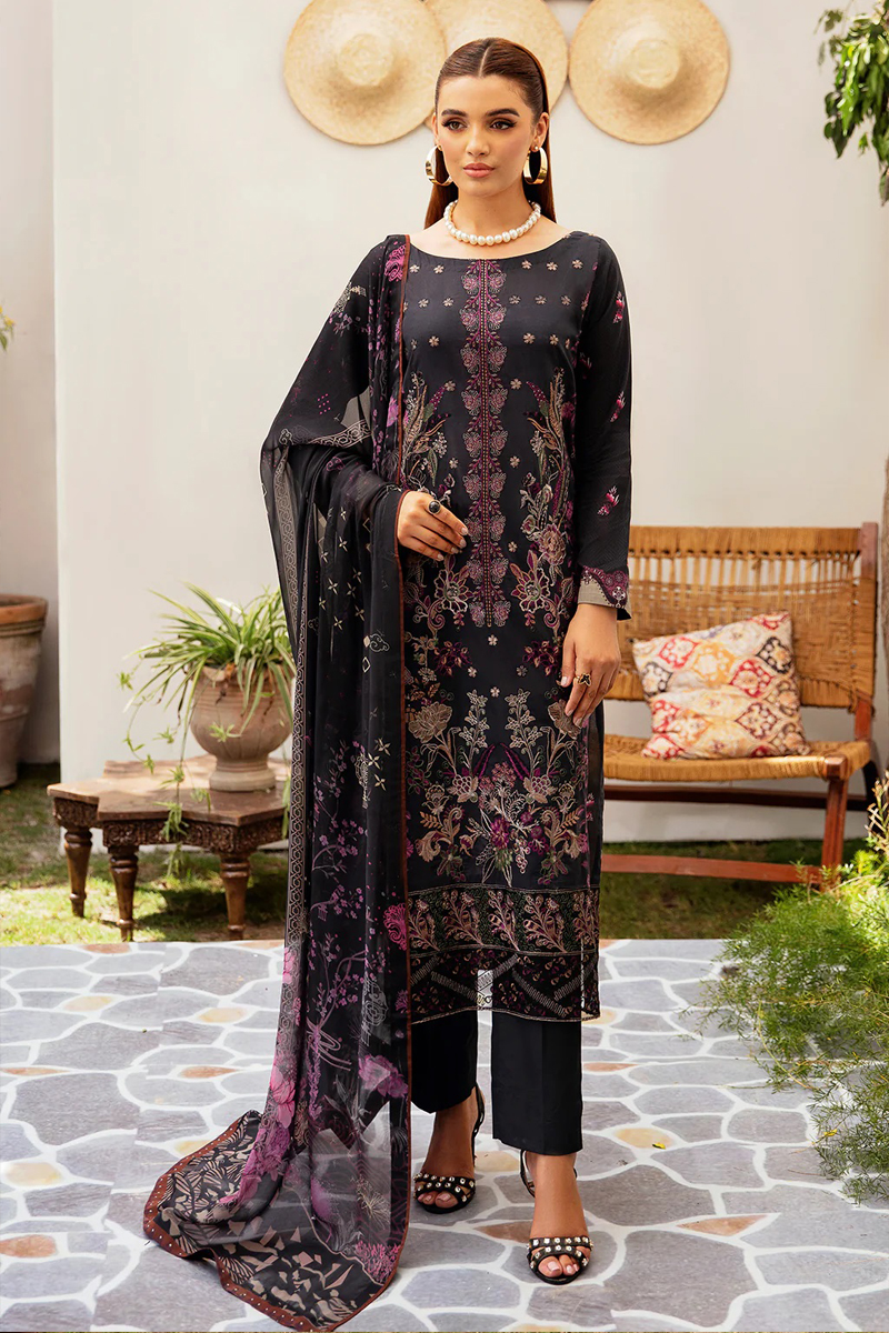 Ramsha Luxury Lawn Salwar Suit in Black