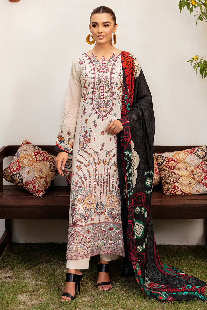 Ramsha Luxury Lawn Salwar Suit in Beige