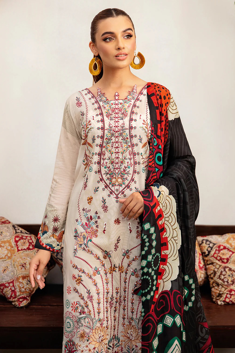 Ramsha Luxury Lawn Salwar Suit in Beige