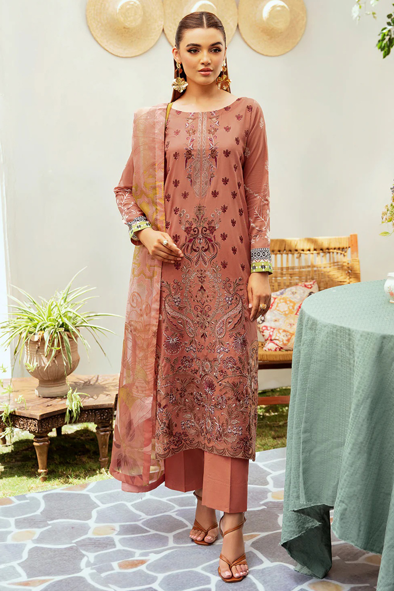 Ramsha Luxury Lawn Salwar Suit in Brown