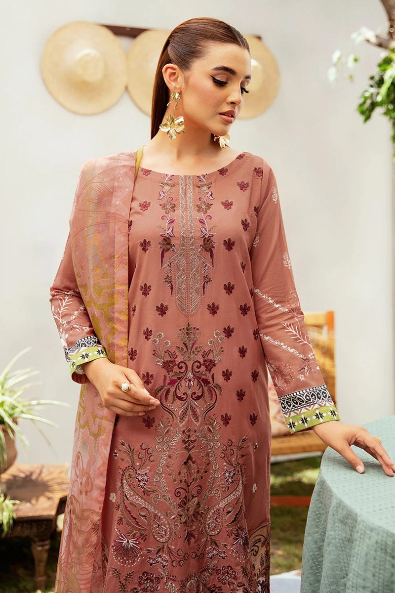 Ramsha Luxury Lawn Salwar Suit in Brown