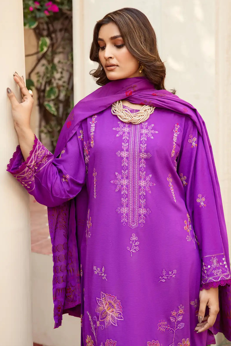 Arzoo Wool with Jacquard Shawl in Purple