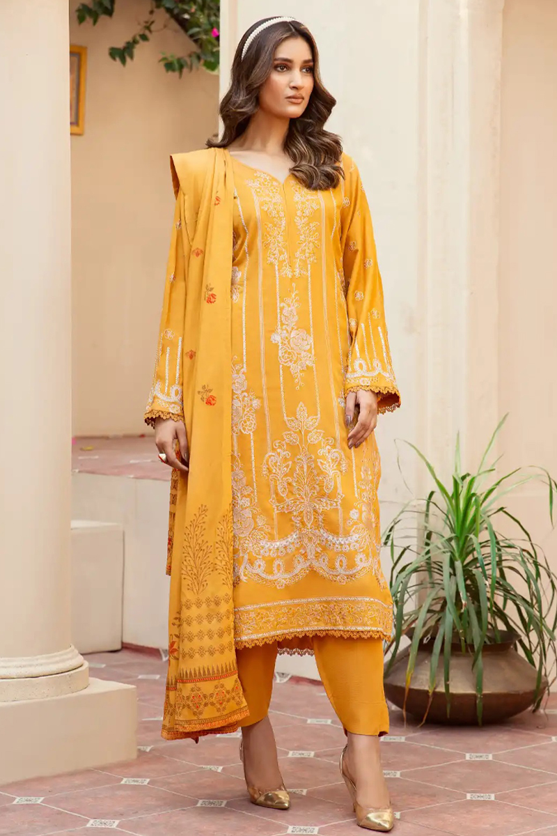 Arzoo Wool with Jacquard Shawl in Yellow