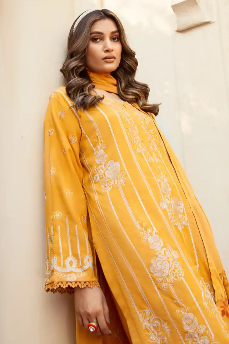 Arzoo Wool with Jacquard Shawl in Yellow