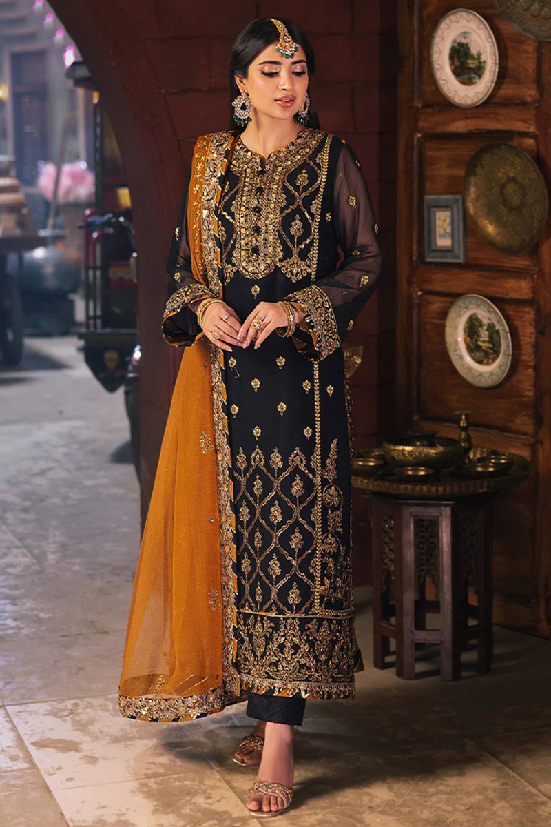 Asim Jofa Chiffon Salwar Suit in Black