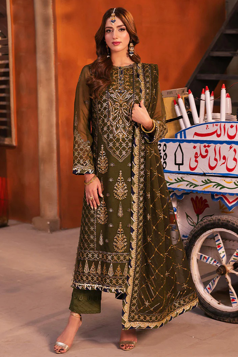 Asim Jofa Chiffon Salwar Suit in Green