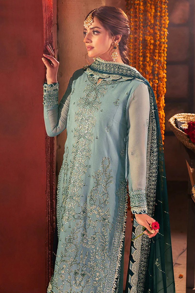 Asim Jofa Chiffon Salwar Suit in Green