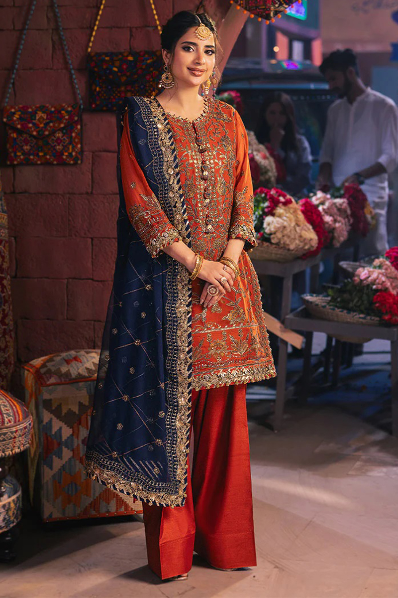 Asim Jofa Chiffon Salwar Suit in Orange