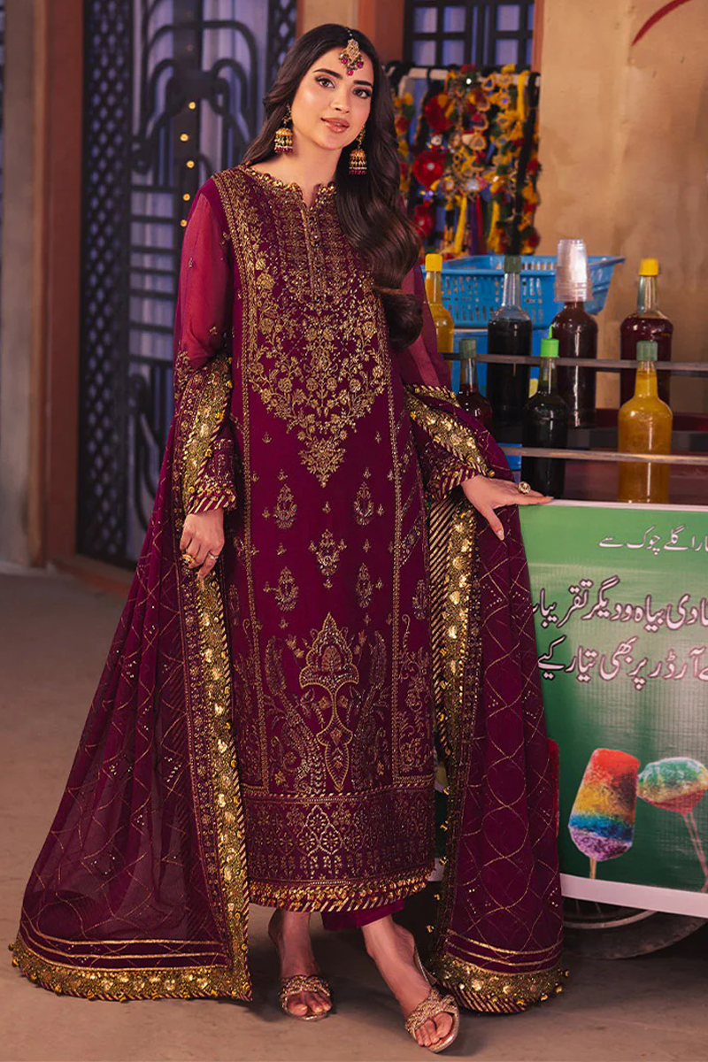 Asim Jofa Chiffon Salwar Suit in Purple