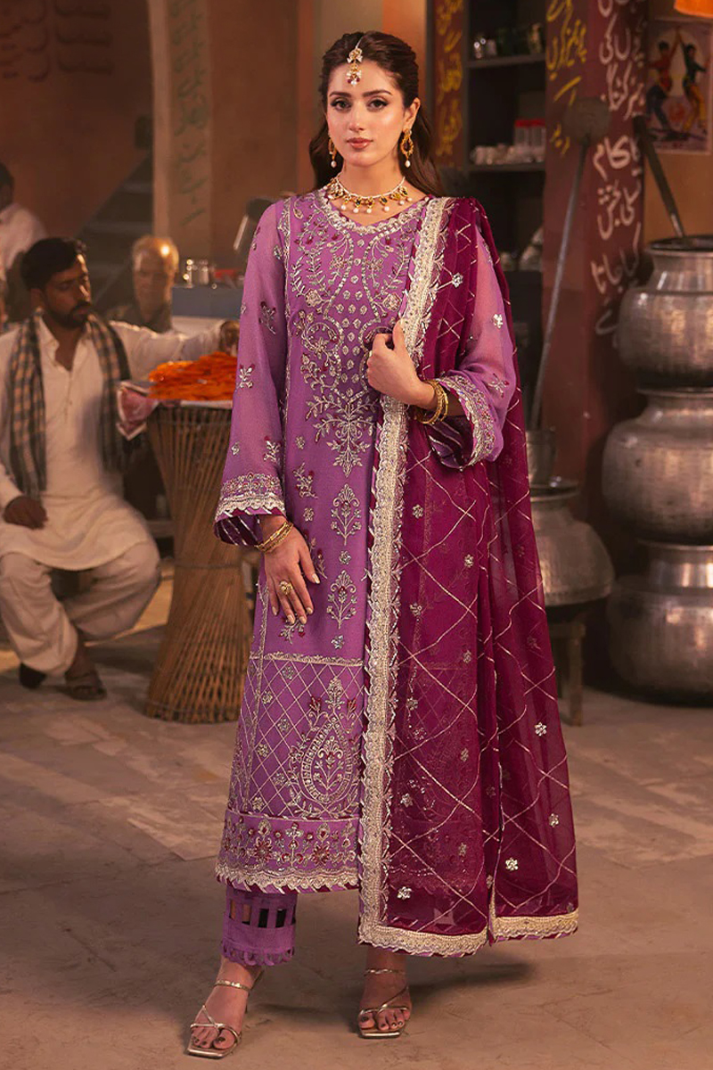 Asim Jofa Chiffon Salwar Suit in Purple