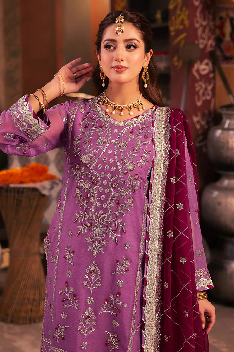 Asim Jofa Chiffon Salwar Suit in Purple