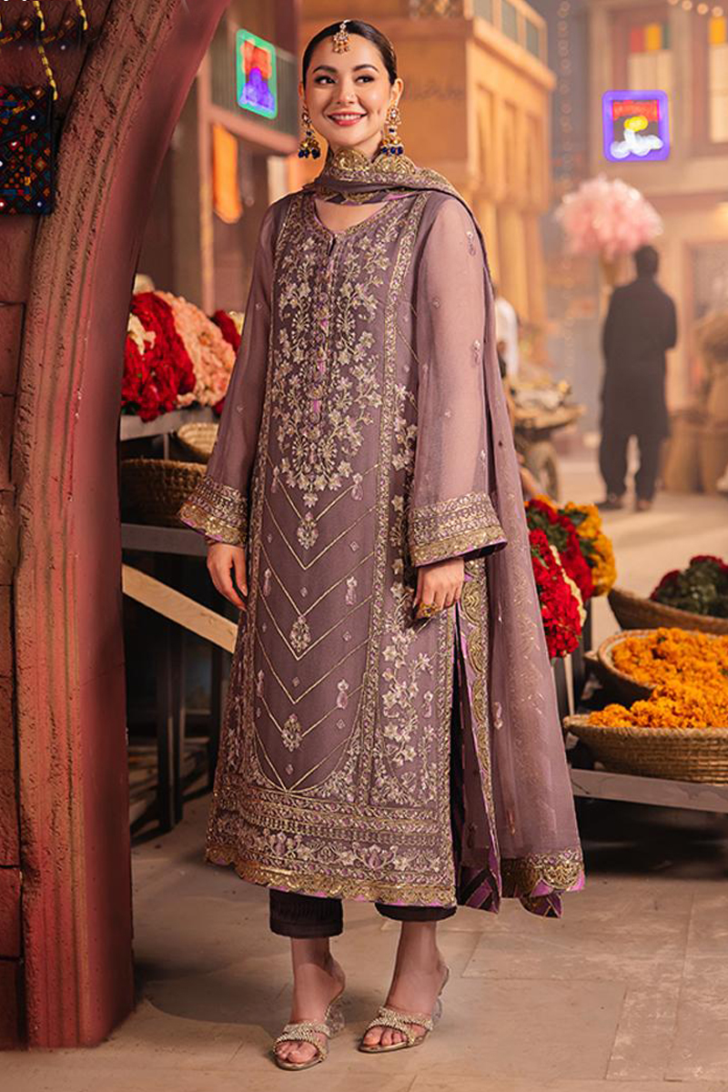 Asim Jofa Chiffon Salwar Suit in Purple