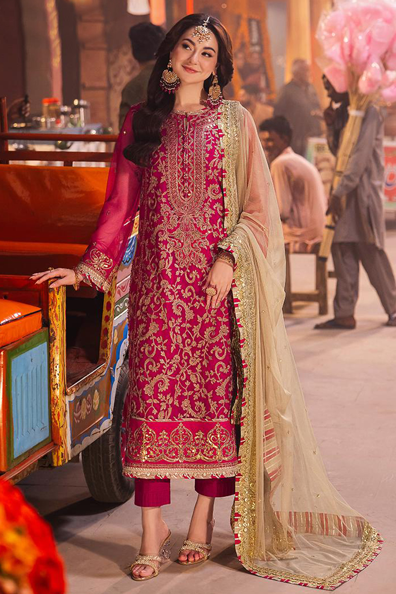 Asim Jofa Net Salwar Suit in Pink