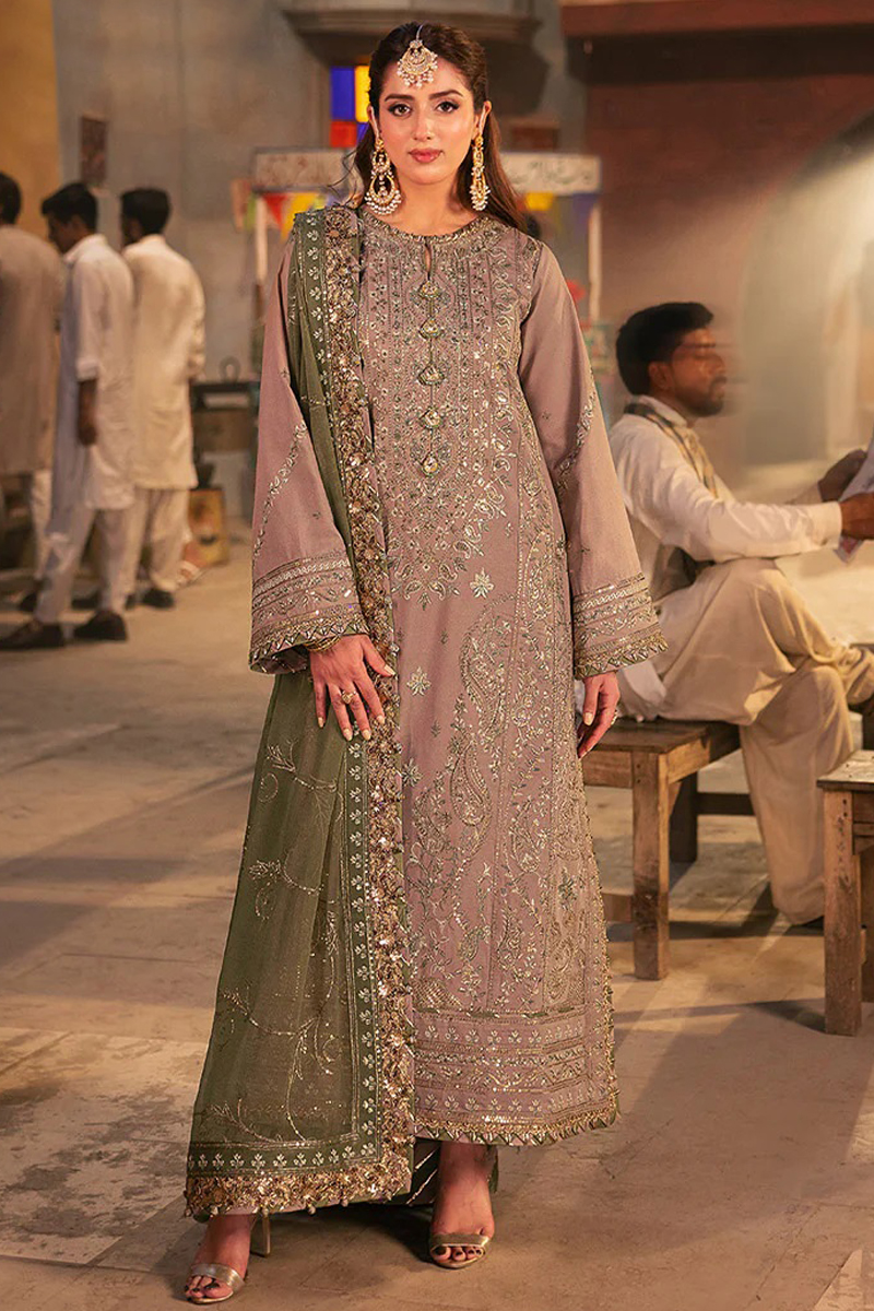 Asim Jofa Twested Silk Salwar Suit in Beige