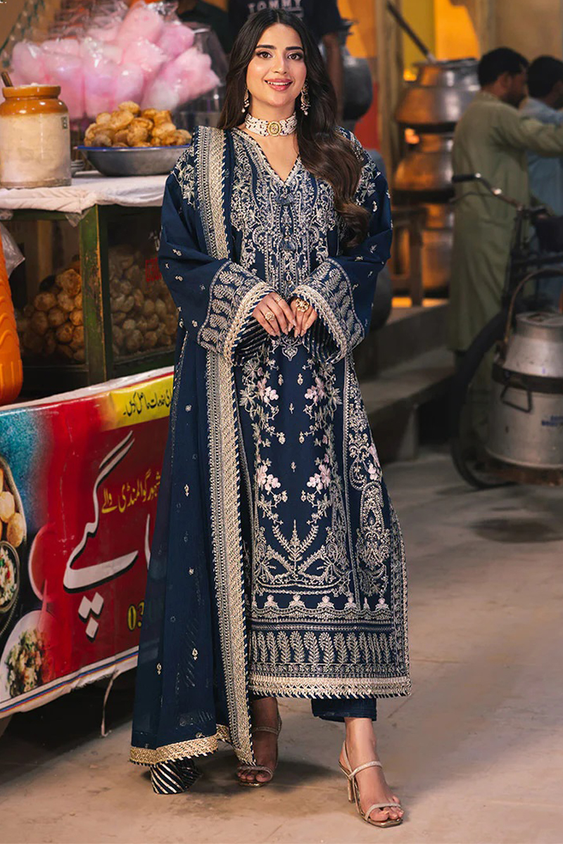 Asim Jofa Twested Silk Salwar Suit in Blue