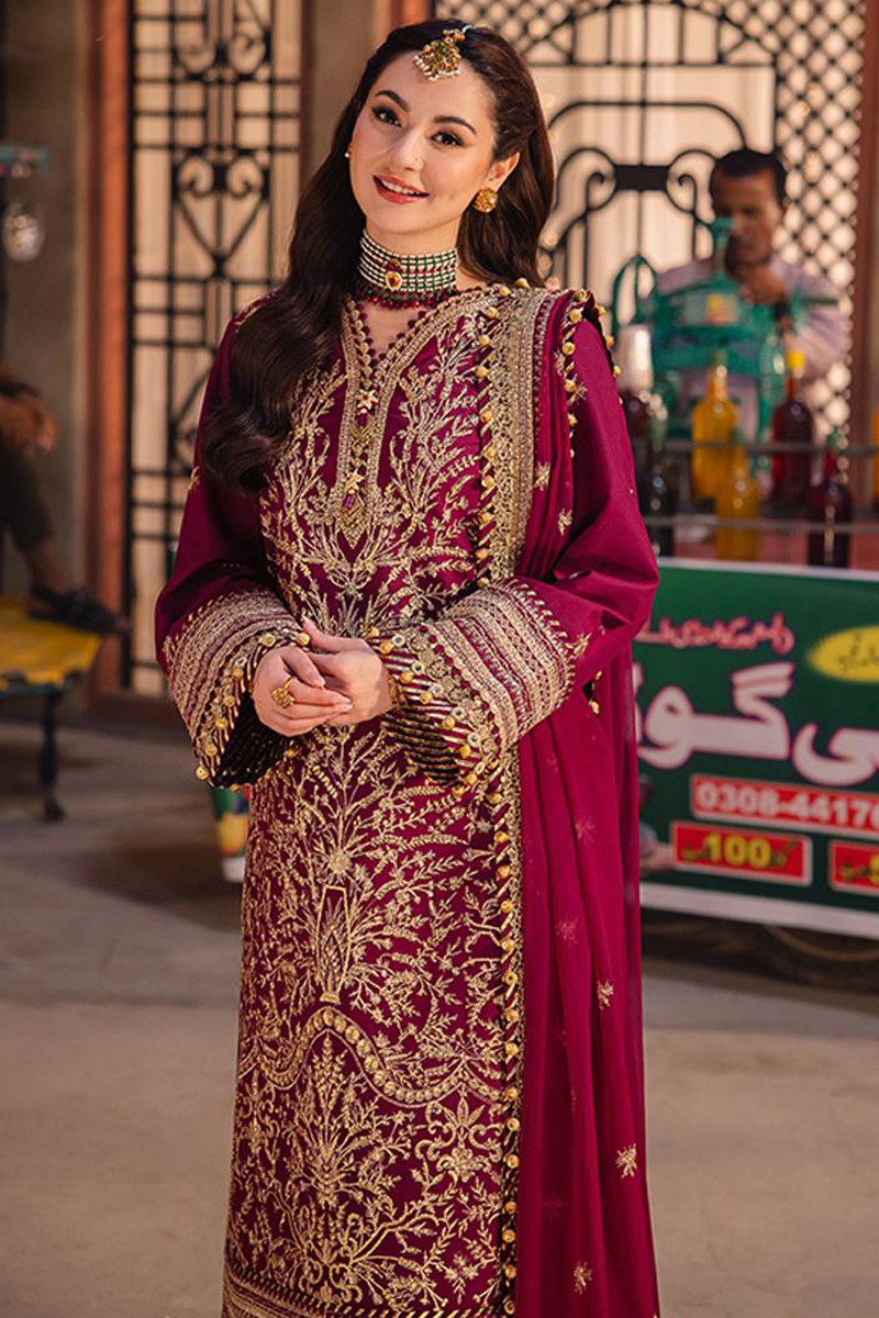 Asim Jofa Twested Silk Salwar Suit in Megenta