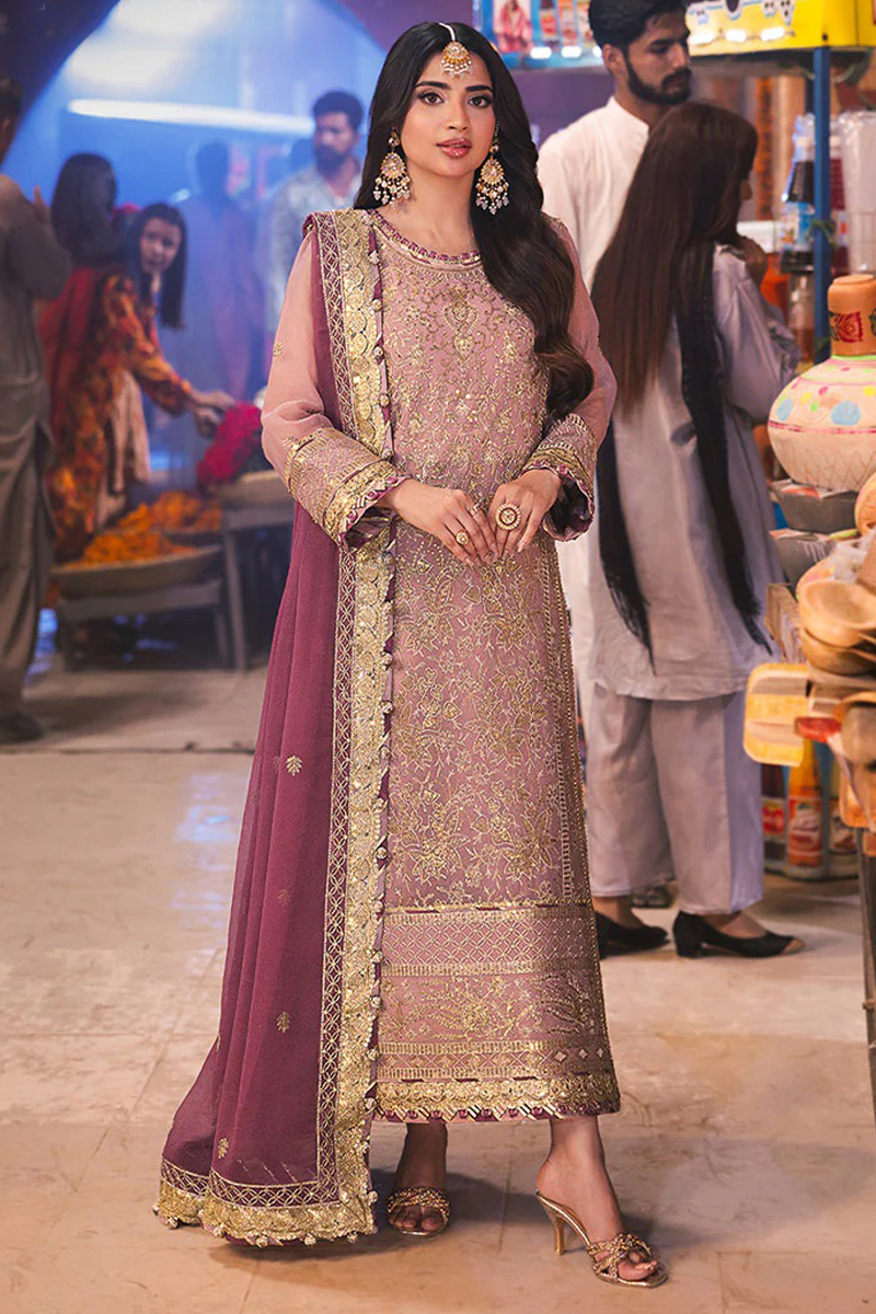 Asim Jofa Twested Silk Salwar Suit in Pink