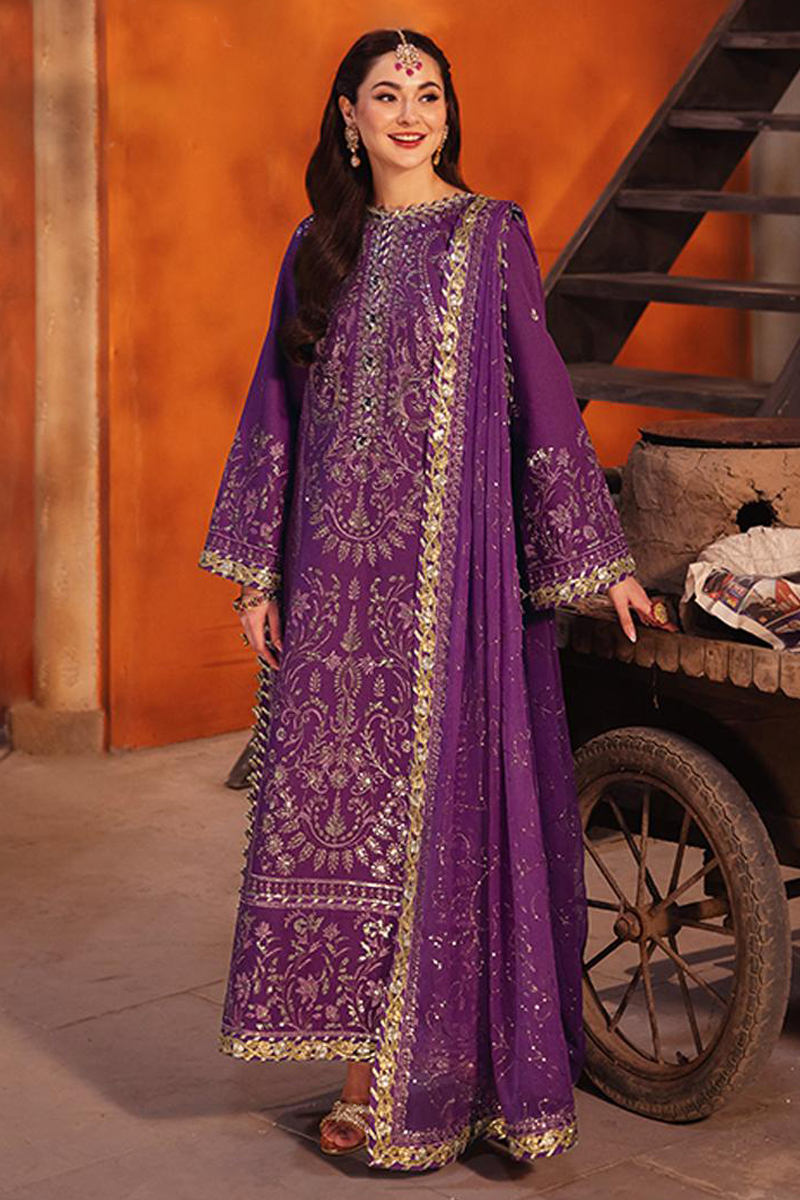 Asim Jofa Twested Silk Salwar Suit in Purple