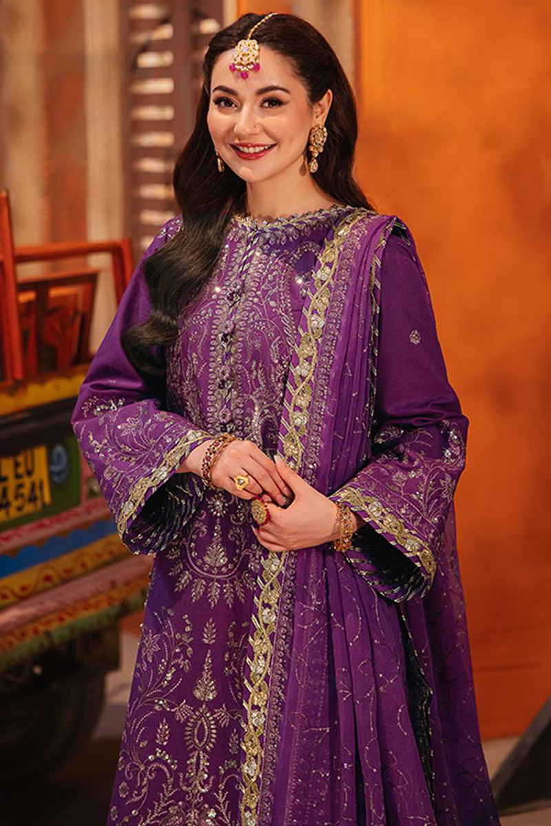 Asim Jofa Twested Silk Salwar Suit in Purple