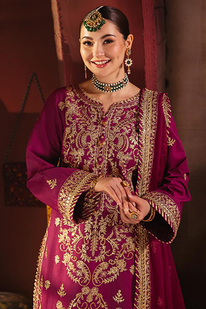 Asim Jofa Twested Silk Salwar Suit in Purple