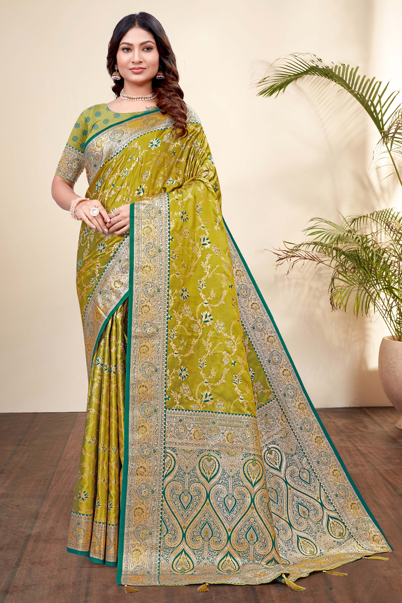 Designer Silk Saree In Green