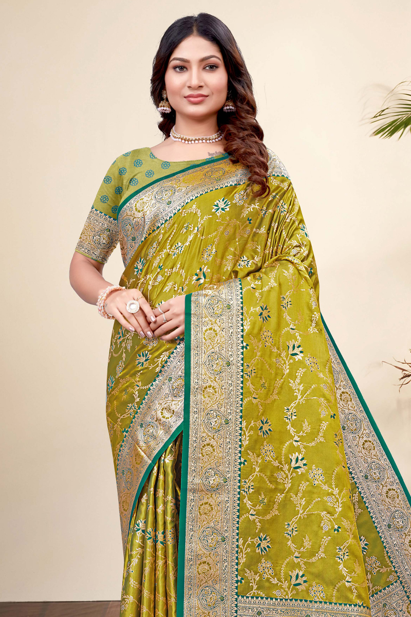 Designer Silk Saree In Green