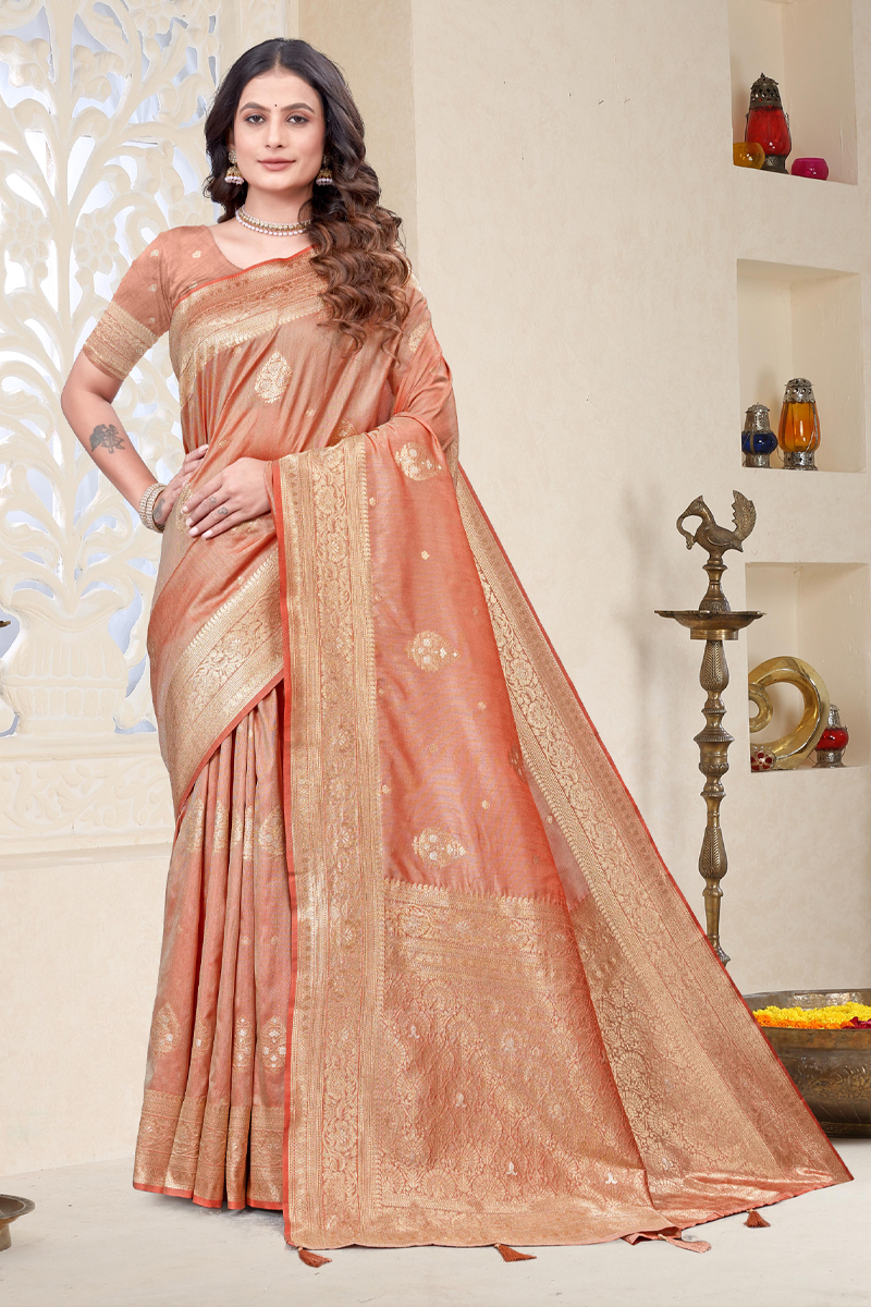 Designer Silk Saree In Orange