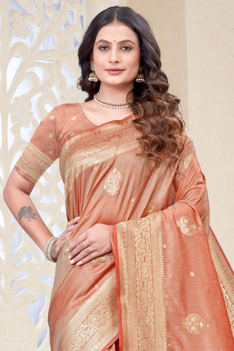 Designer Silk Saree In Orange