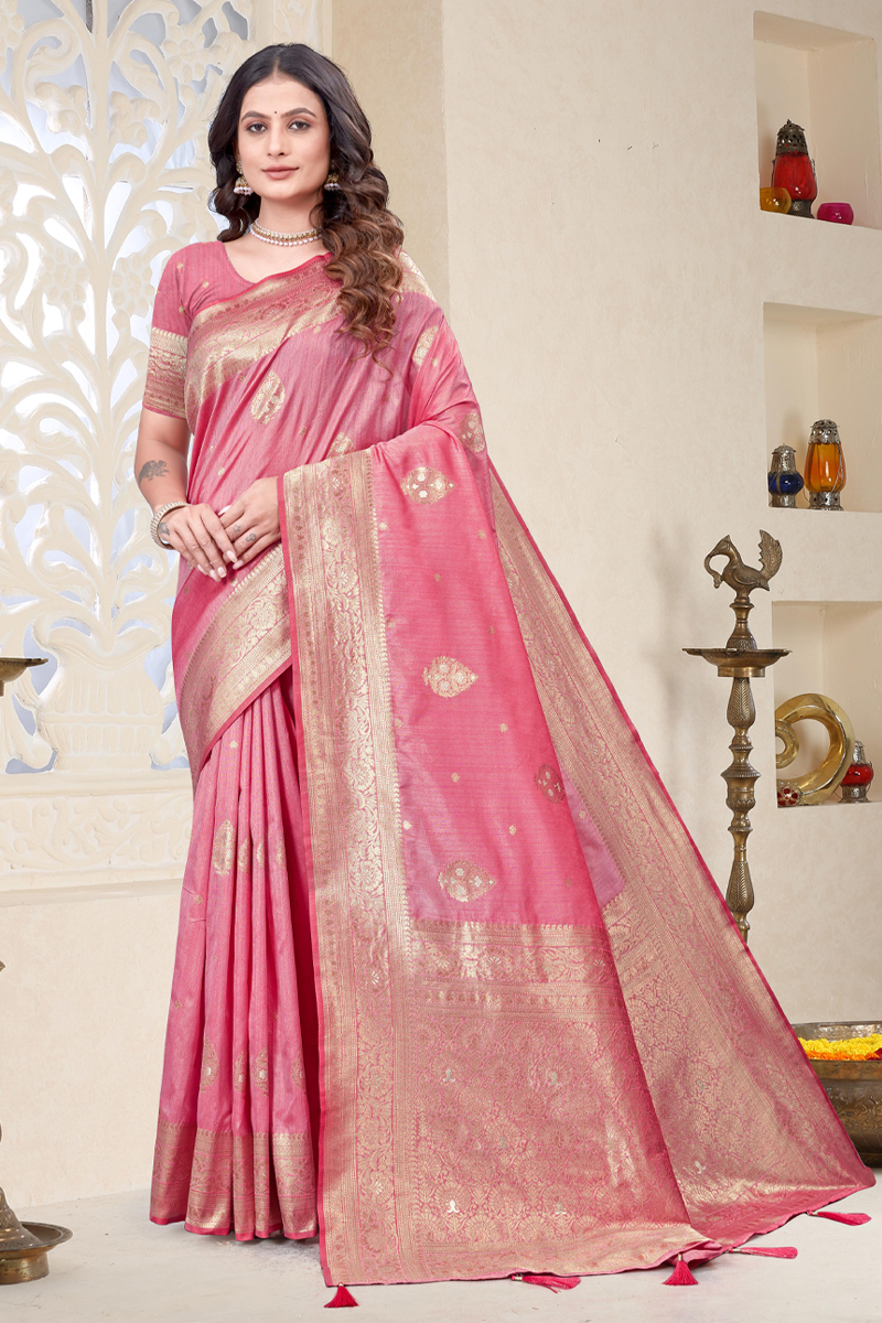 Designer Silk Saree In Pink