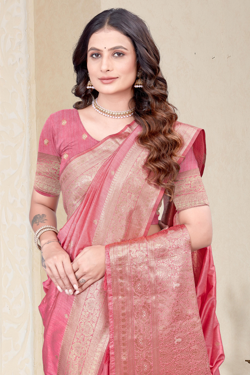 Designer Silk Saree In Pink