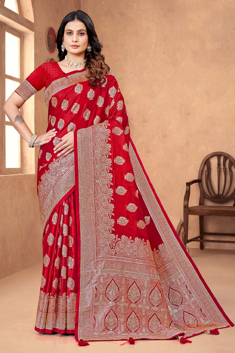 Designer Silk Saree Stone Work In Maroon