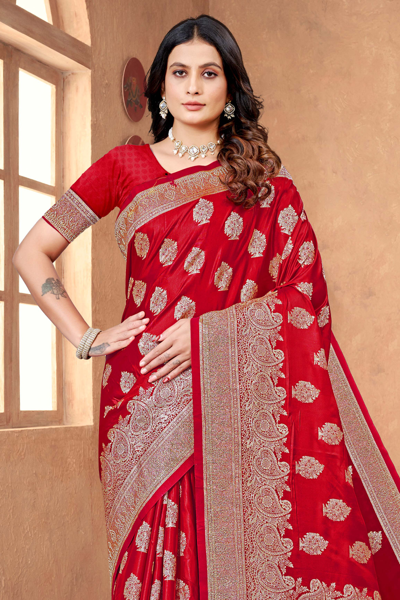 Designer Silk Saree Stone Work In Maroon