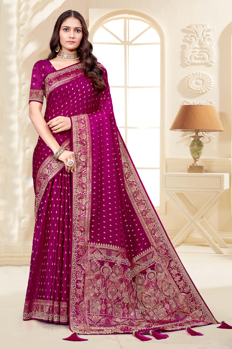 Designer Silk Saree Stone Work In Purple