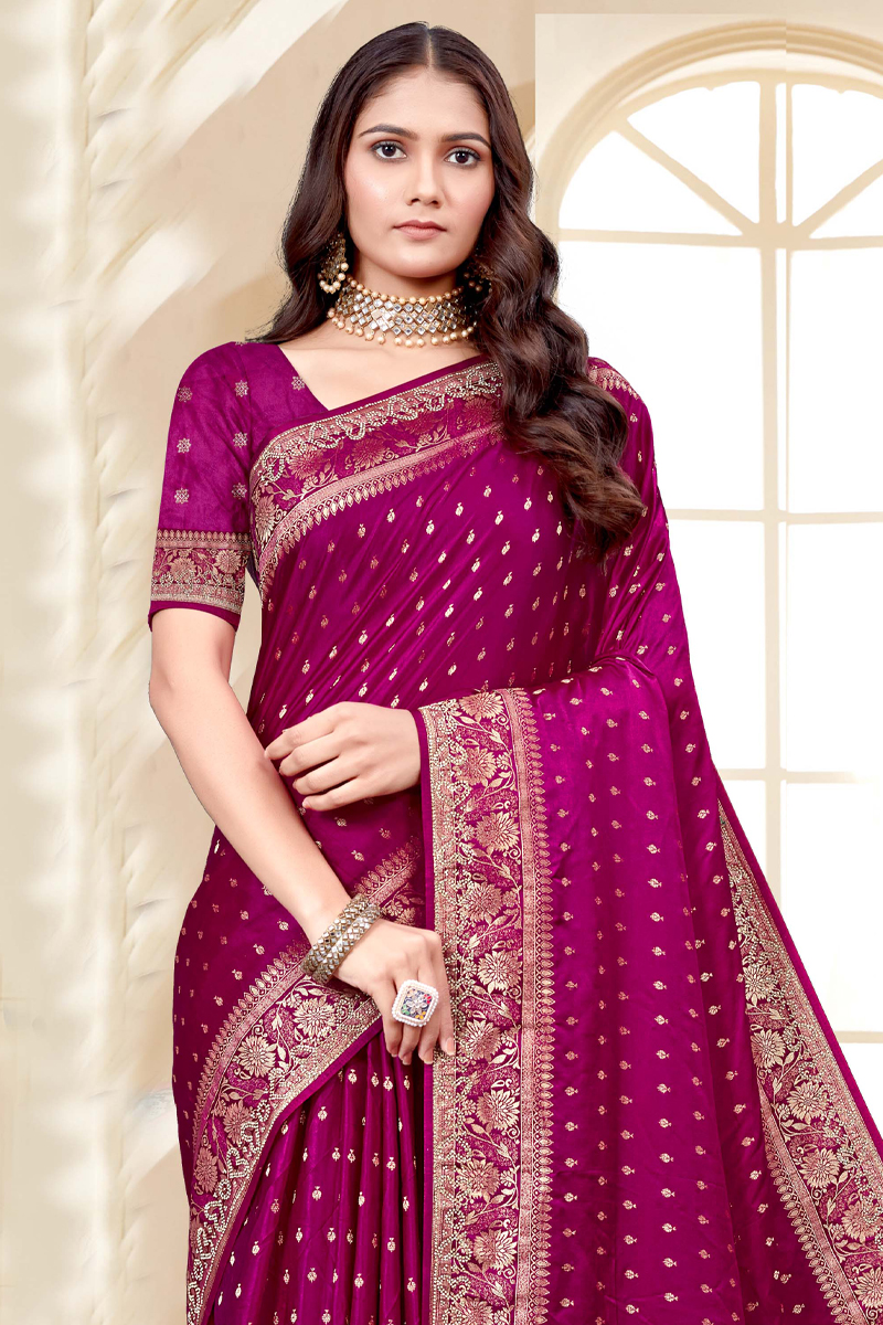 Designer Silk Saree Stone Work In Purple