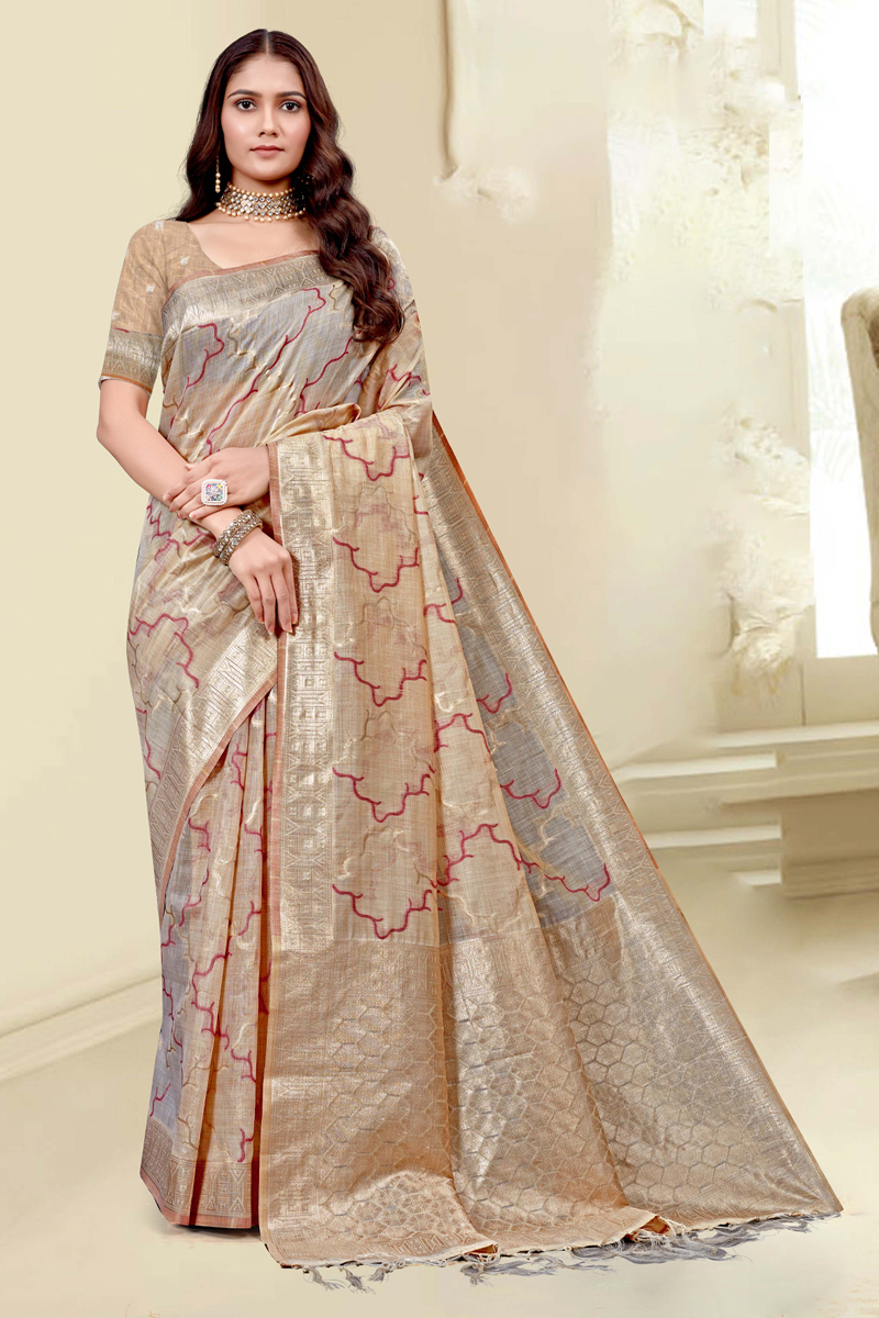 Handlooms Silk Saree In Golden