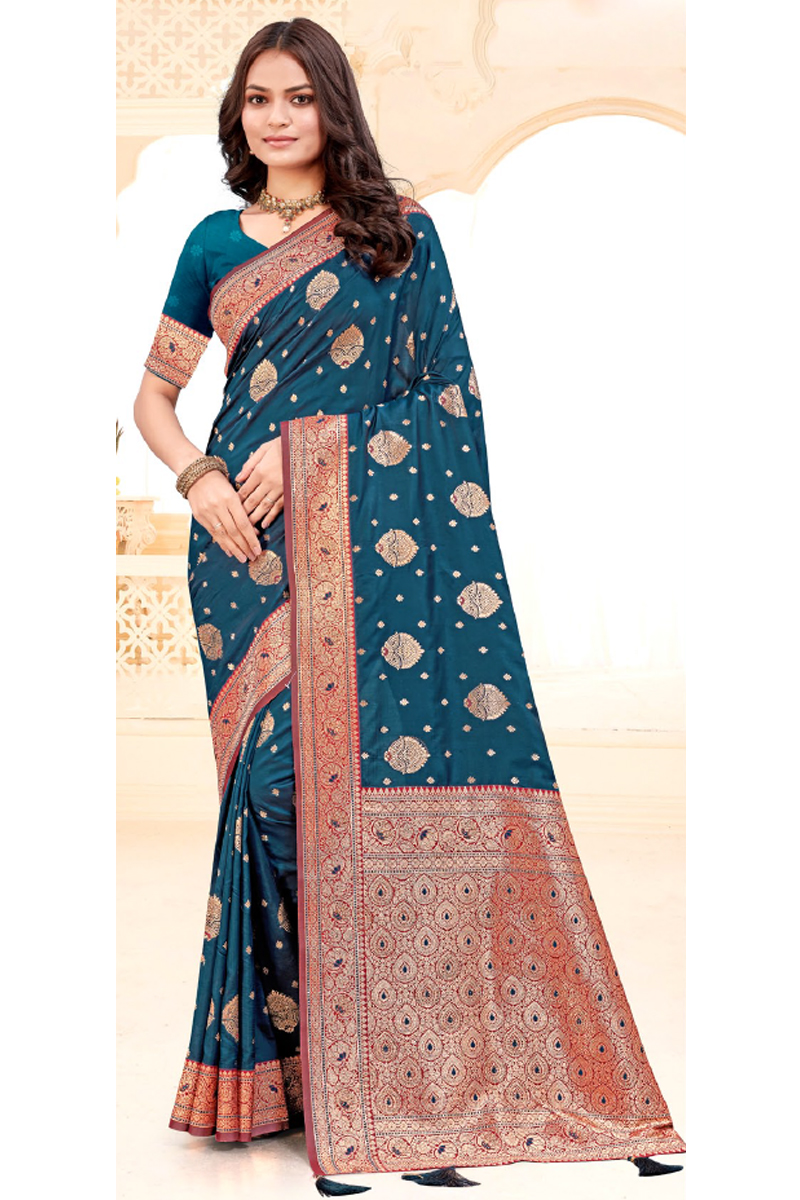 Katan Silk Saree In Blue