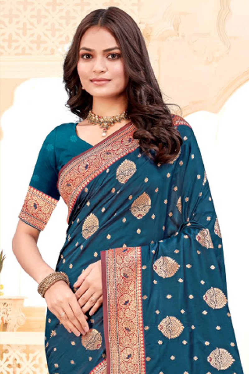 Katan Silk Saree In Blue