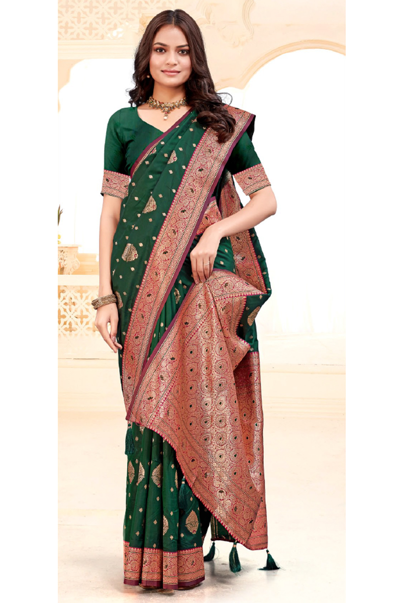 Katan Silk Saree In Green