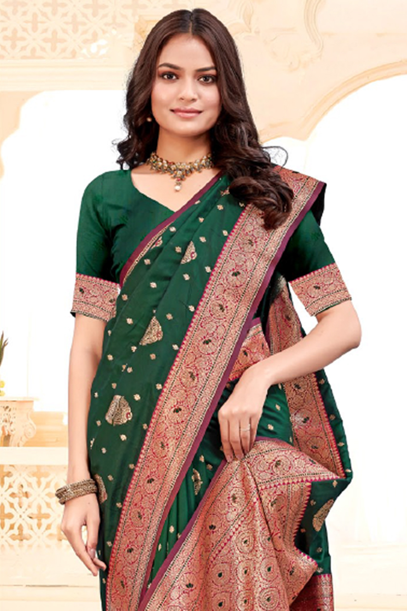 Katan Silk Saree In Green