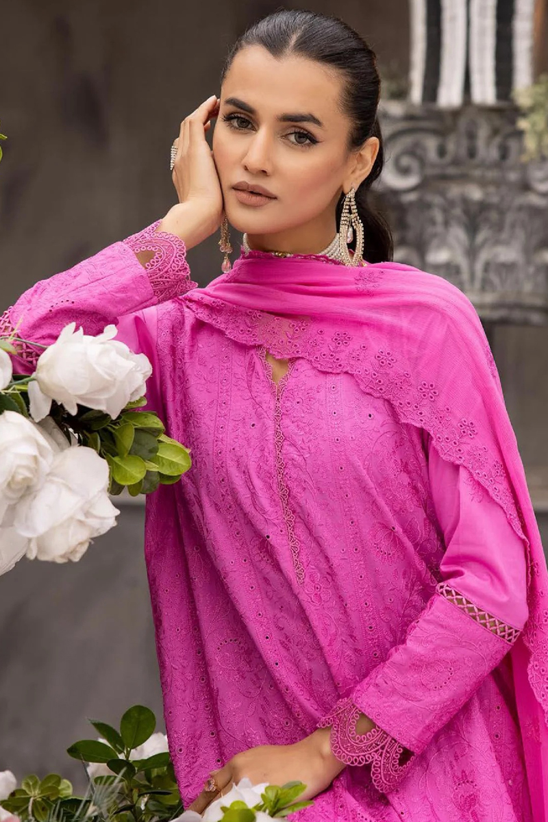 Khoobsurat Chikankari Lawn in Magenta