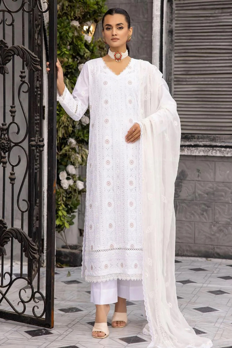 Khoobsurat Chikankari Lawn in White