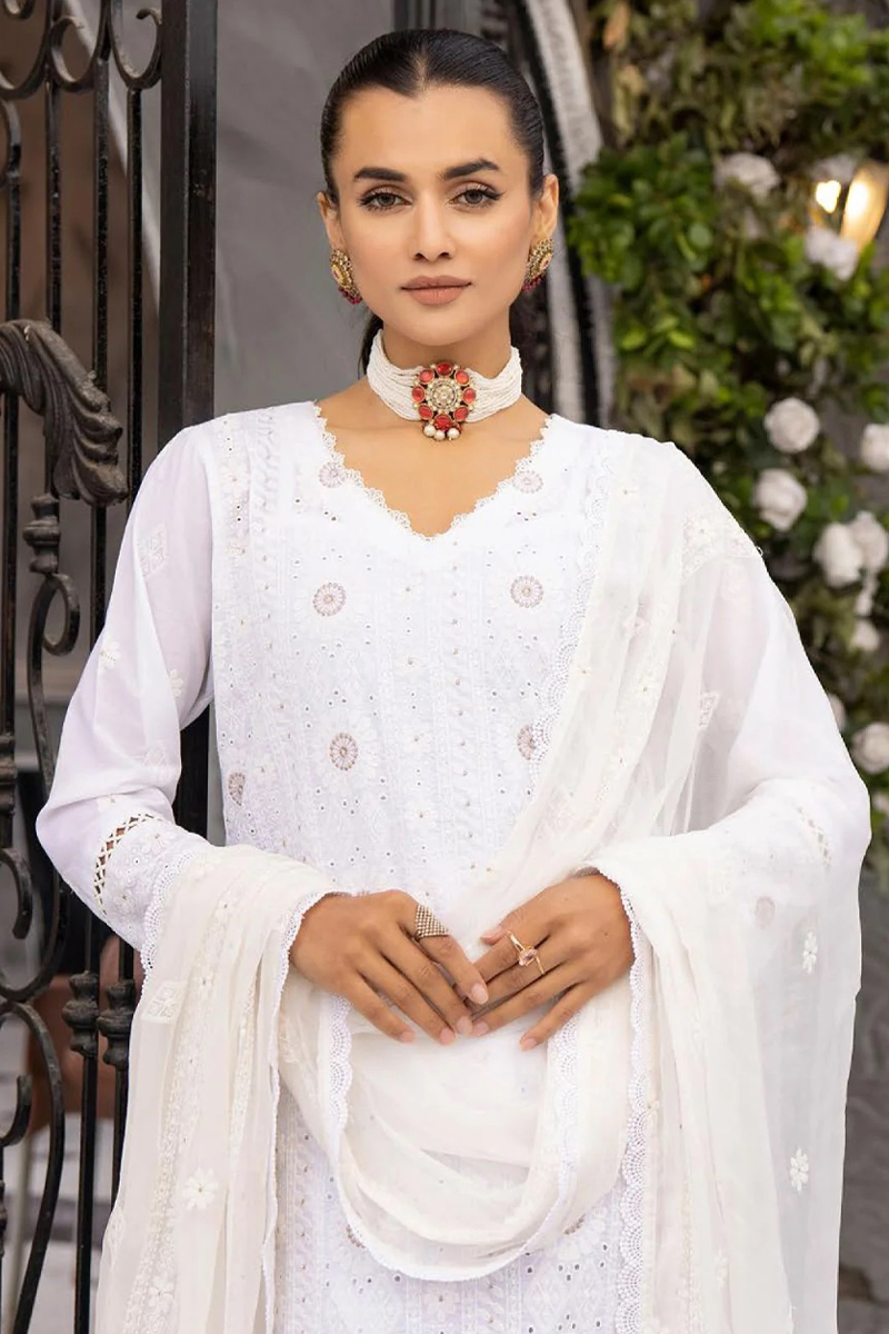 Khoobsurat Chikankari Lawn in White