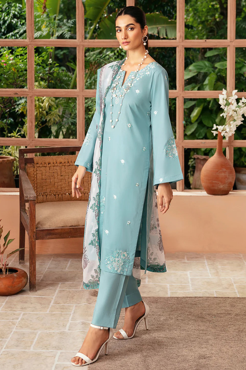 Ramsha Essentials Lawn Salwar Suit in Cyan