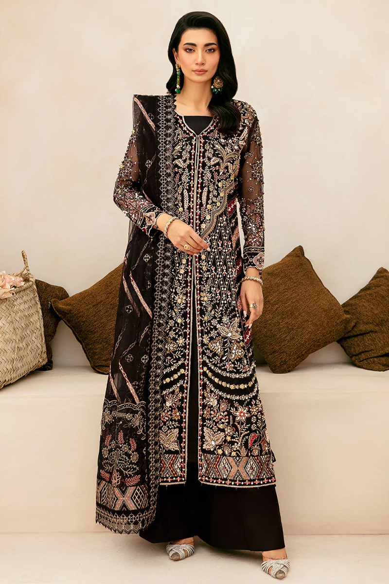 Ramsha Organza Salwar Suit in Black