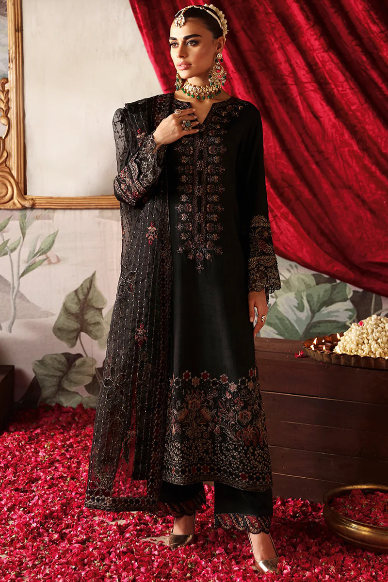 Ramsha Pemium Raw Silk in Black