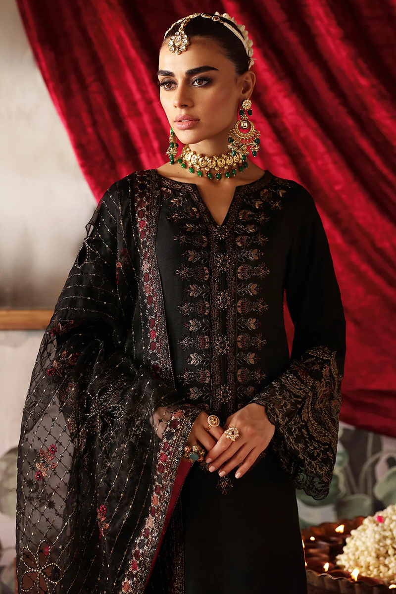 Ramsha Pemium Raw Silk in Black