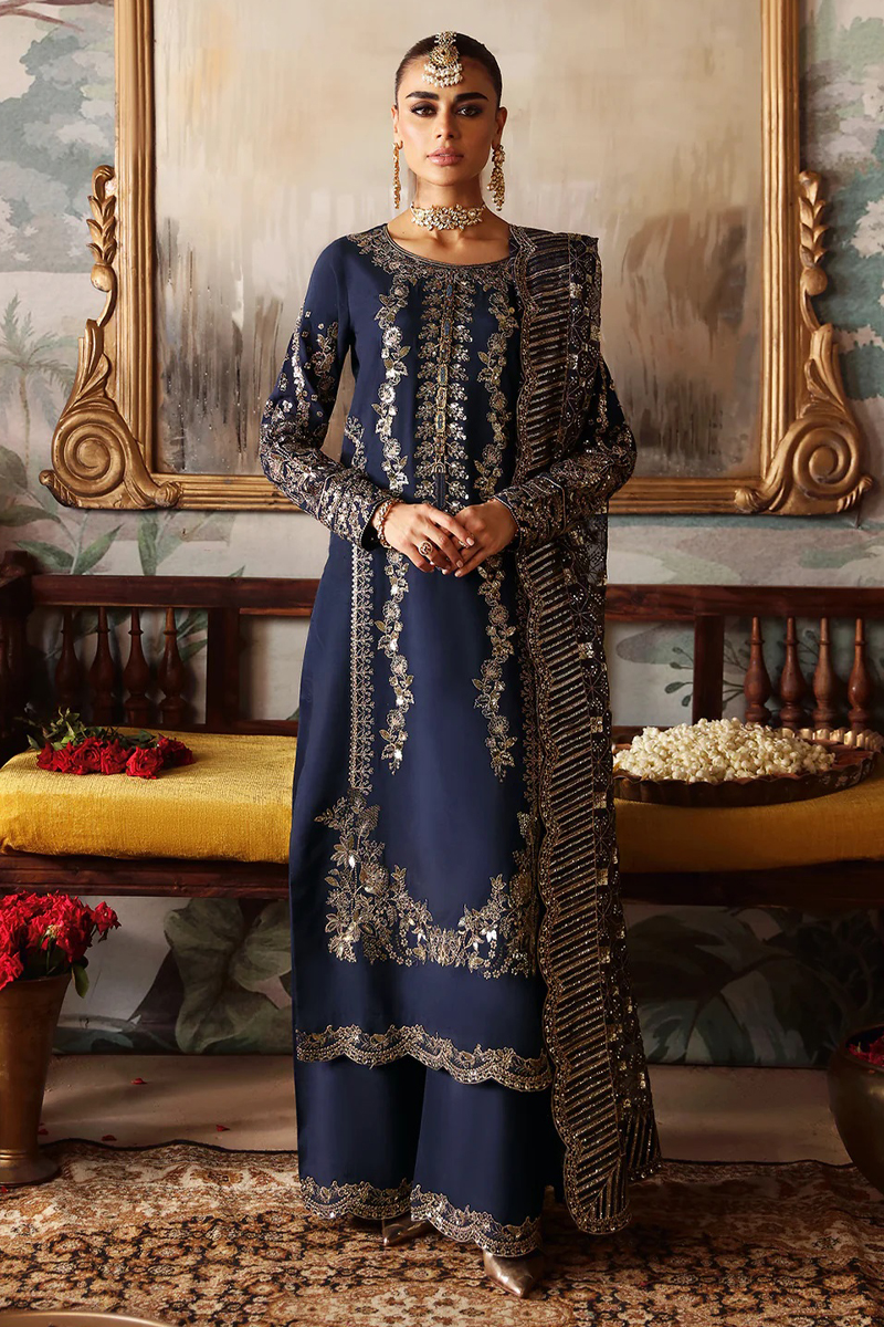 Ramsha Pemium Raw Silk in Blue