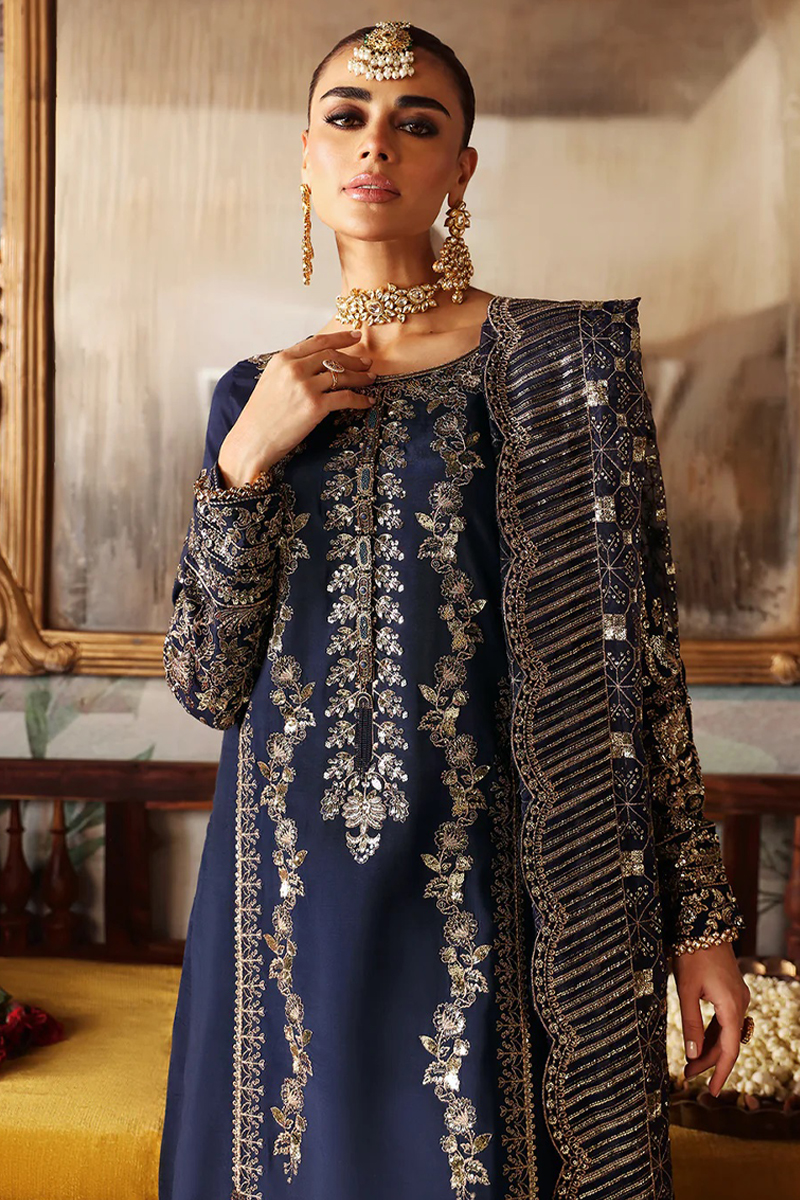 Ramsha Pemium Raw Silk in Blue